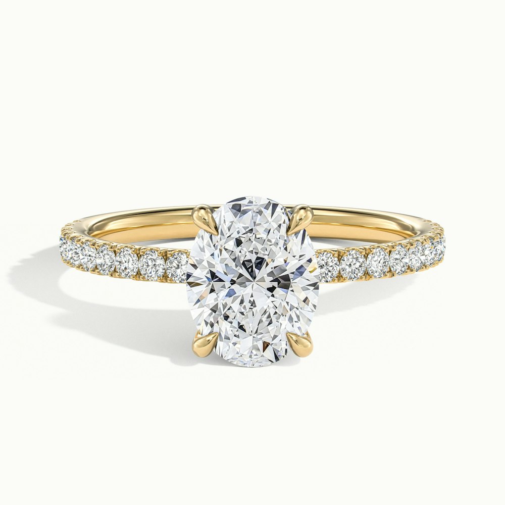 1.50CT Oval Cut Hidden Halo Diamond Moissanite Engagement Ring