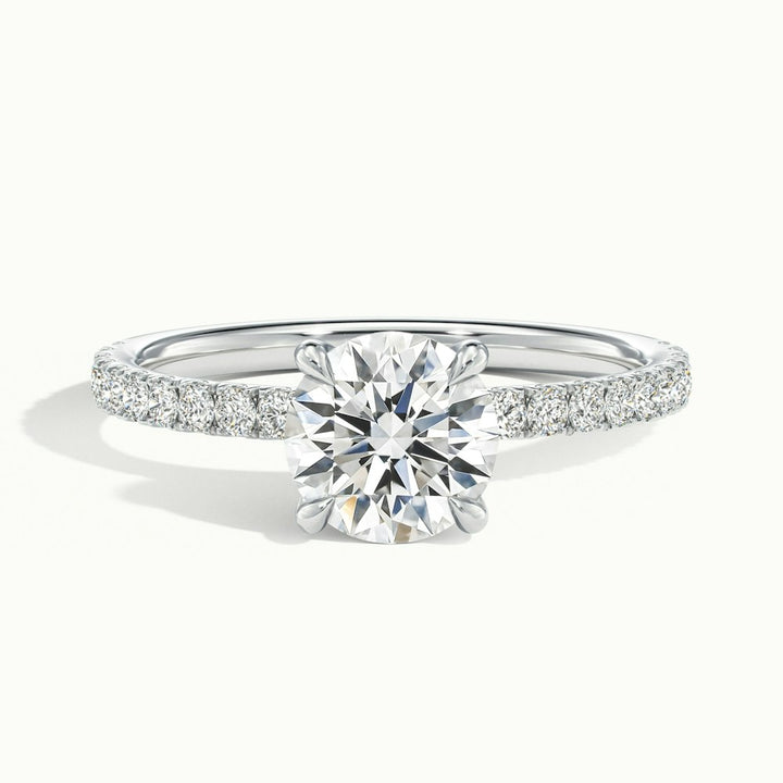 2.0CT Round Cut Hidden Halo Moissanite Diamond Engagement Ring