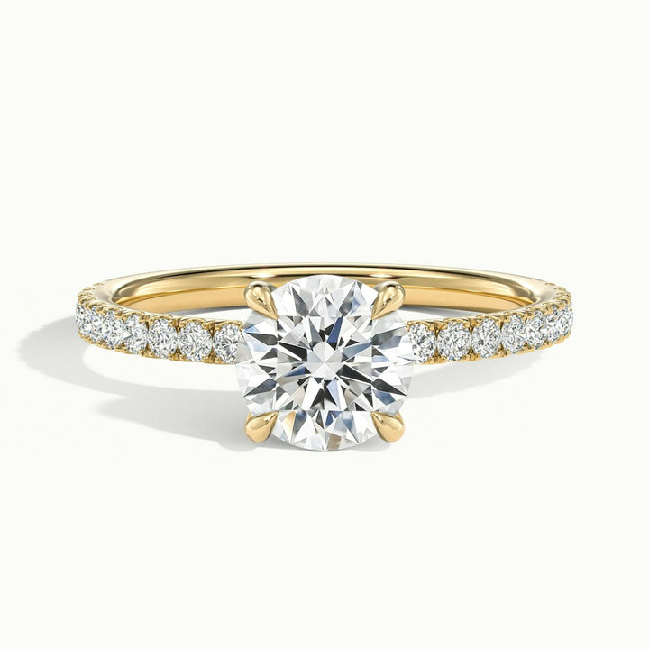 2.0CT Round Cut Hidden Halo Moissanite Diamond Engagement Ring