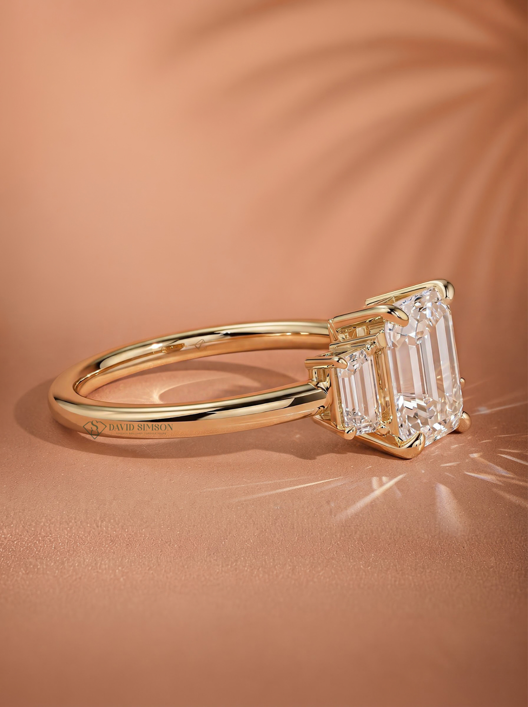 2.0CT-3.0CT Emerald Cut Lab Grown Diamond Five Stone Engagement Ring