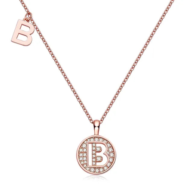 " B " Letter Moissanite Diamond Necklace for Women