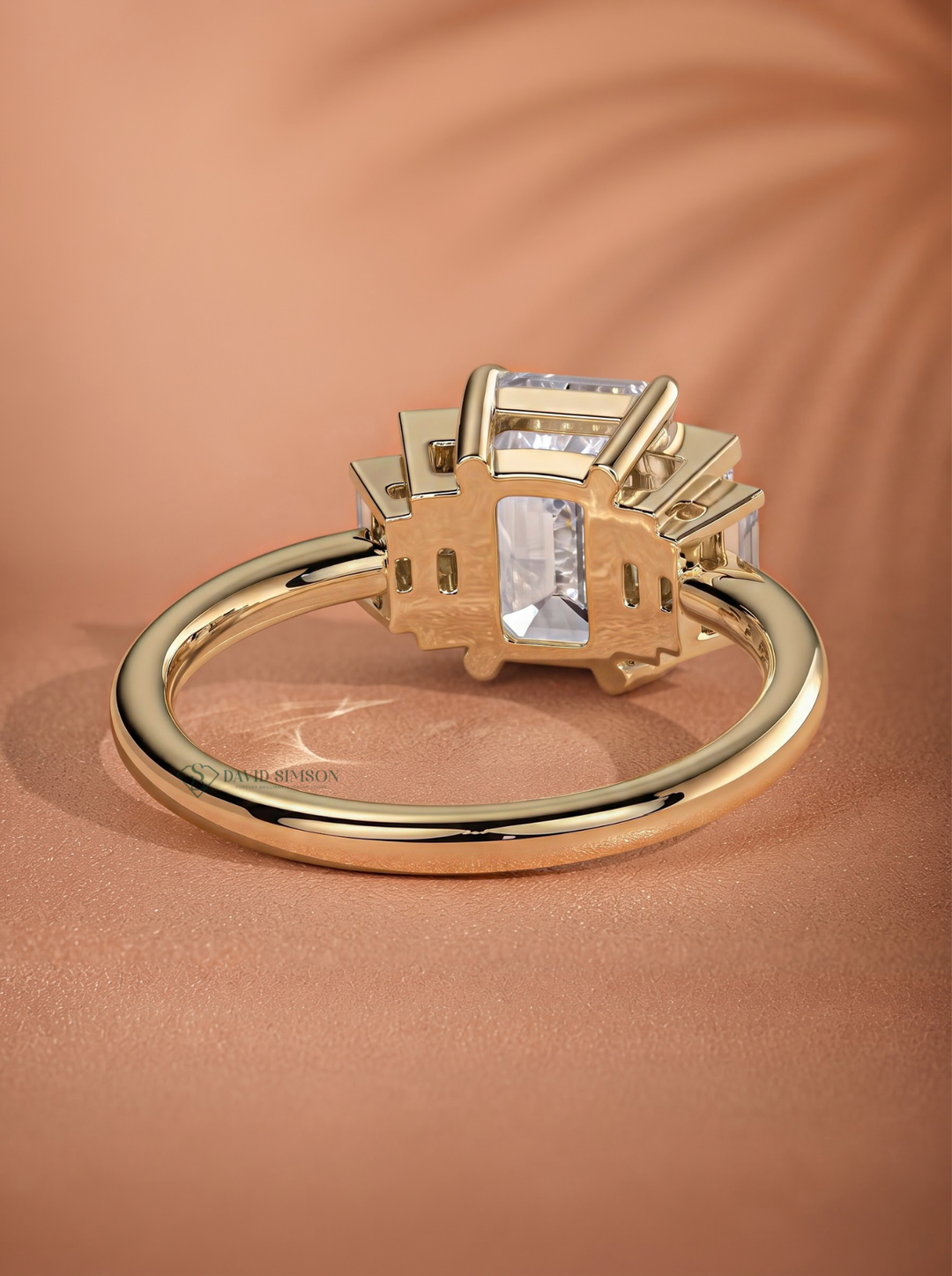2.0CT-3.0CT Emerald Cut Lab Grown Diamond Five Stone Engagement Ring