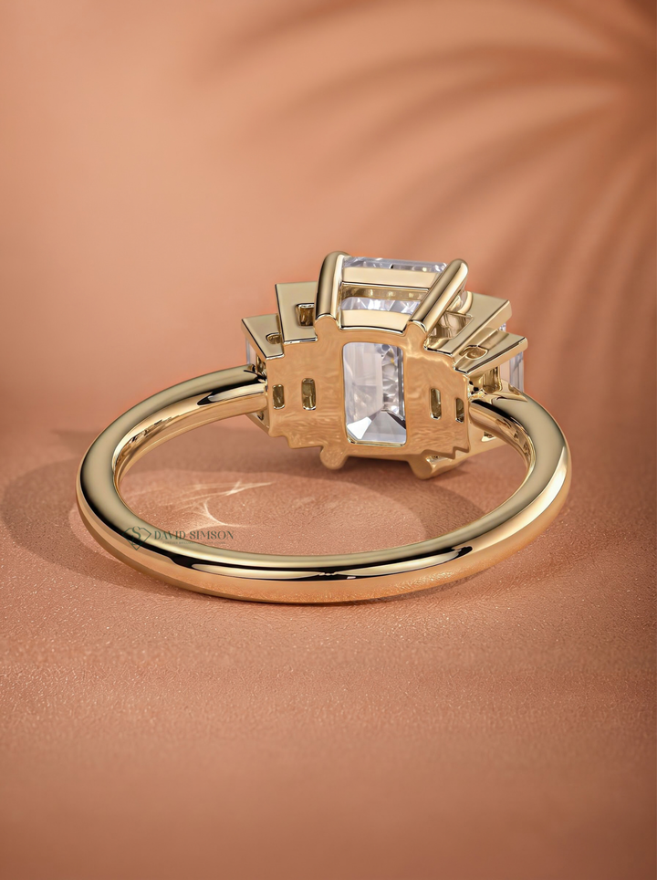 2.0CT-3.0CT Emerald Cut Lab Grown Diamond Five Stone Engagement Ring