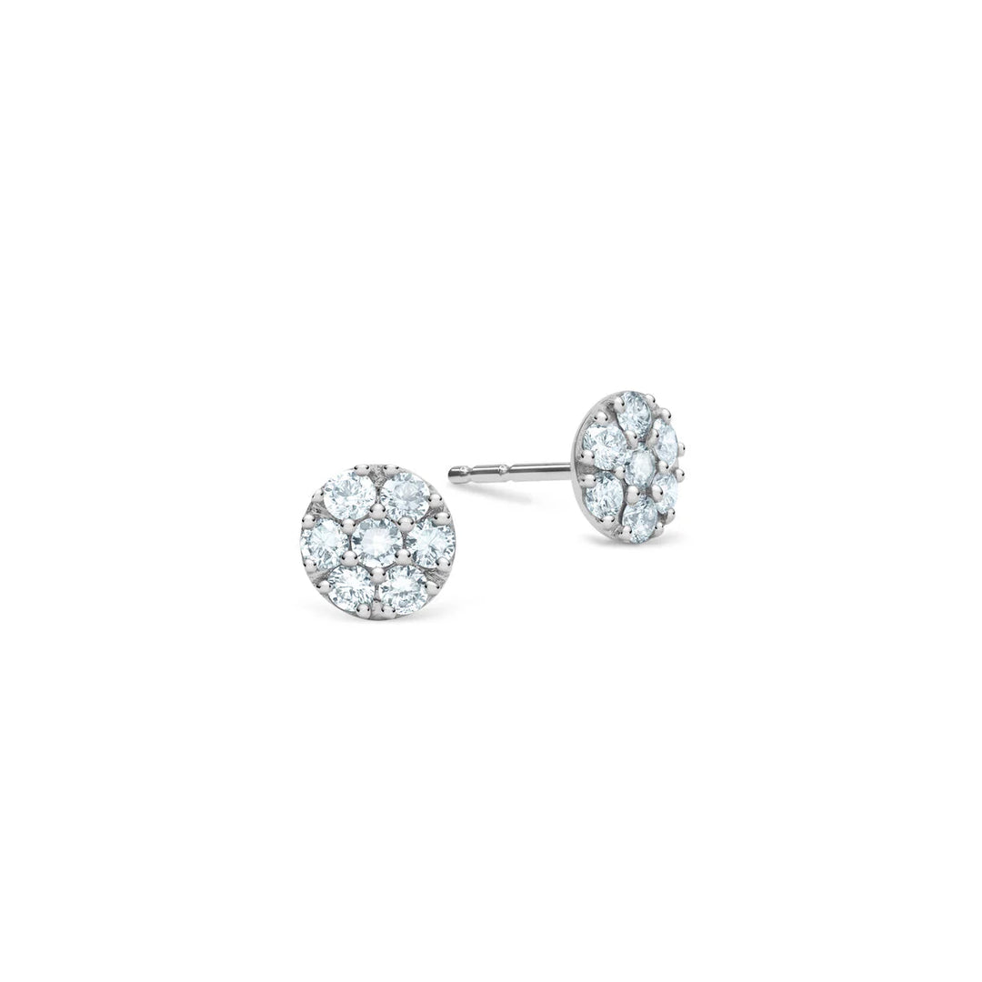 0.80CT Round Aquamarine Diamond March Birthstone Studs