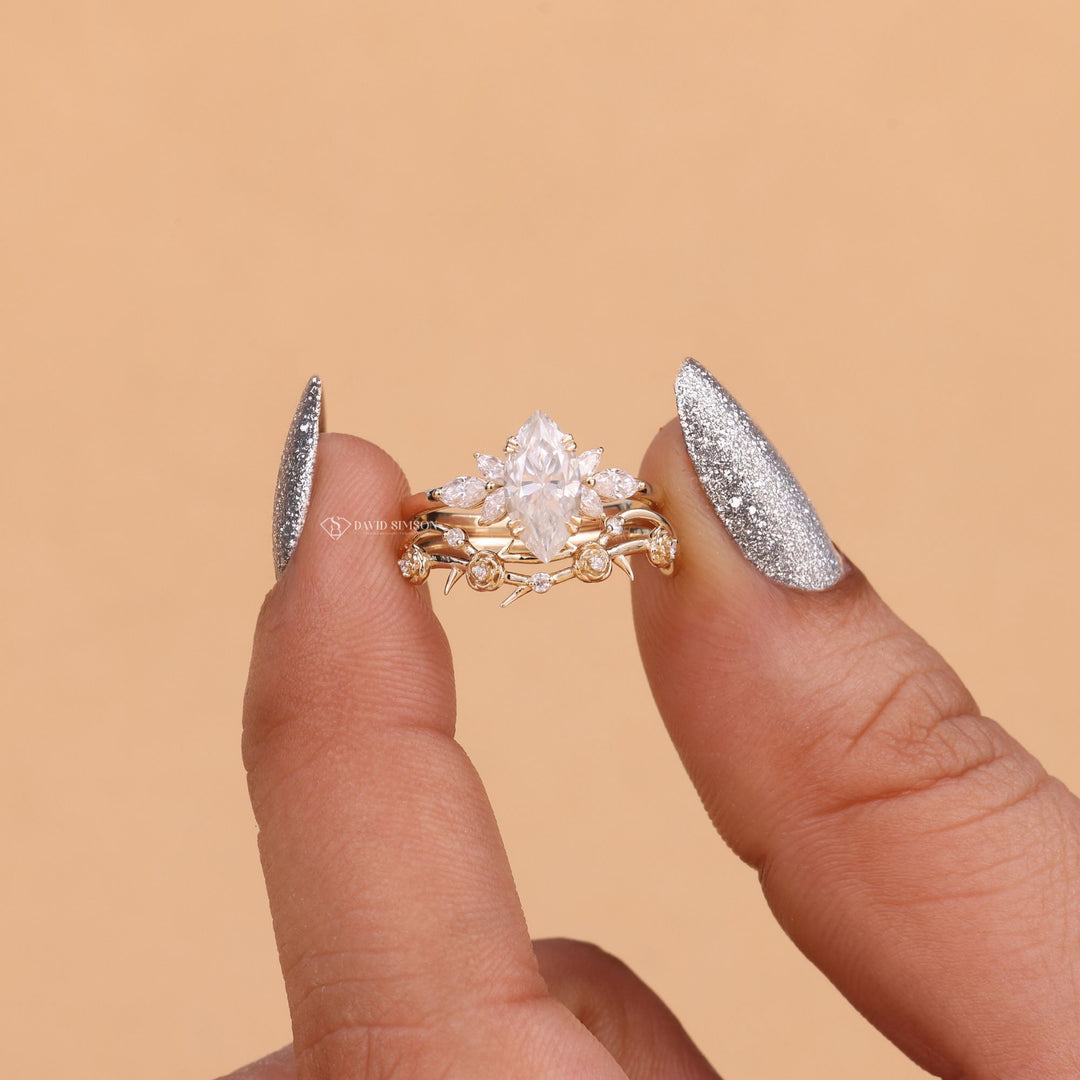2CT Marquise Cluster Ring
Nature Inspired Diamond Ring
Marquise Cluster Engagement Ring
