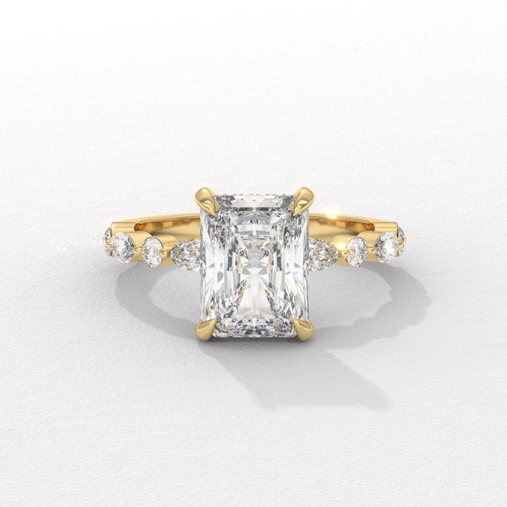 3.50CT-4.50CT Radiant Moissanite Diamond Marquise Pave Engagement Ring