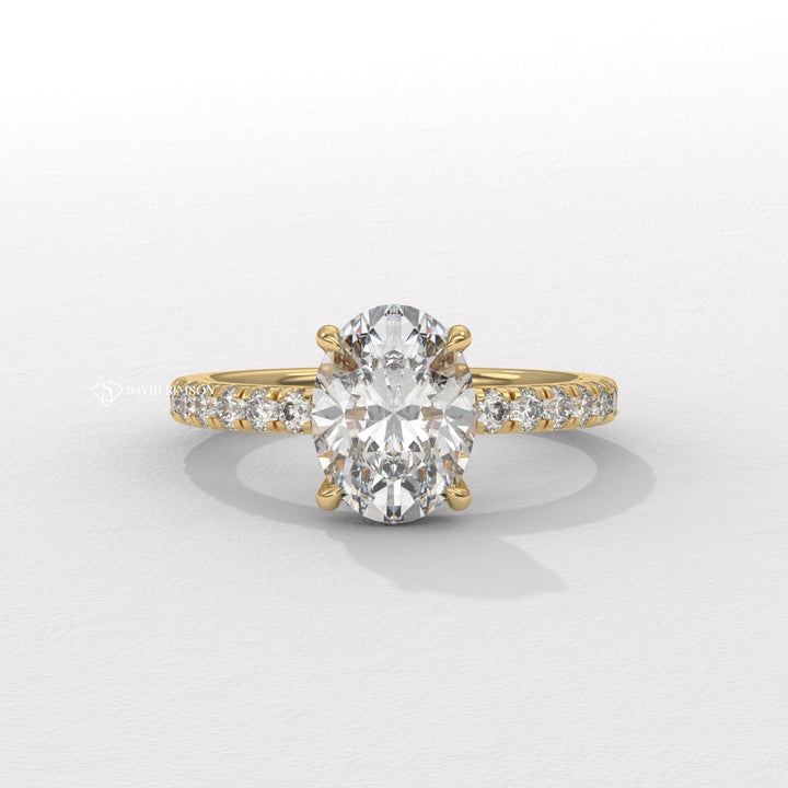 3.0CT-4.0CT Oval Moissanite Hidden Halo Diamond Engagement Ring