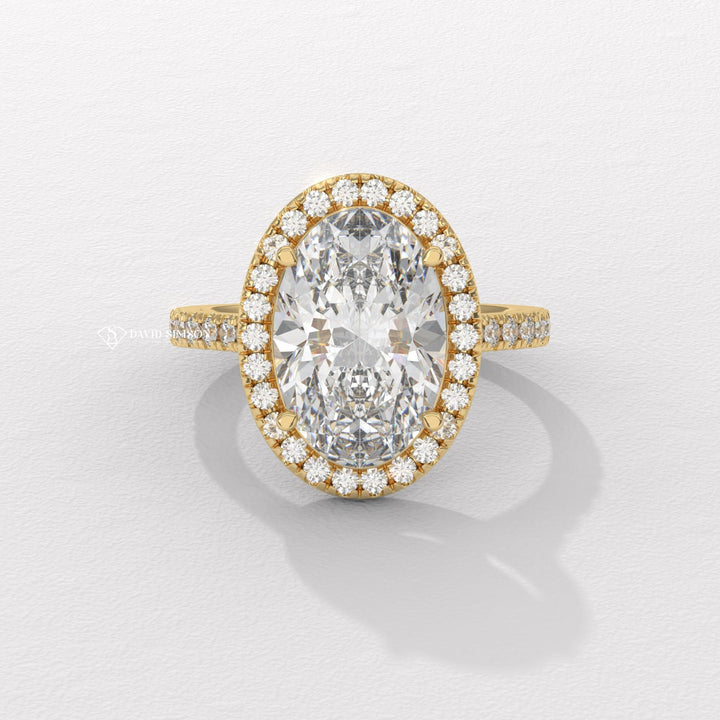 2.0CT-3.0CT Oval Halo Moissanite Diamond Engagement Ring