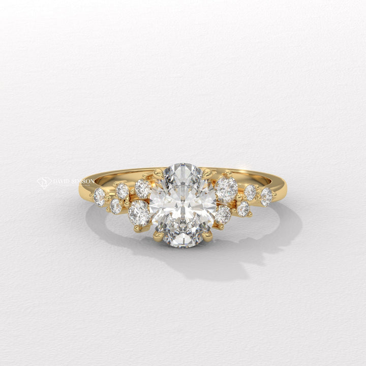 1.50CT-2.50CT Oval Moissanite Diamond Cluster Engagement Ring