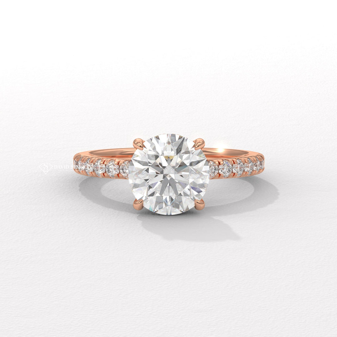 1.0CT-3.0CT Round Moissanite Diamond Hidden Halo Engagement Ring