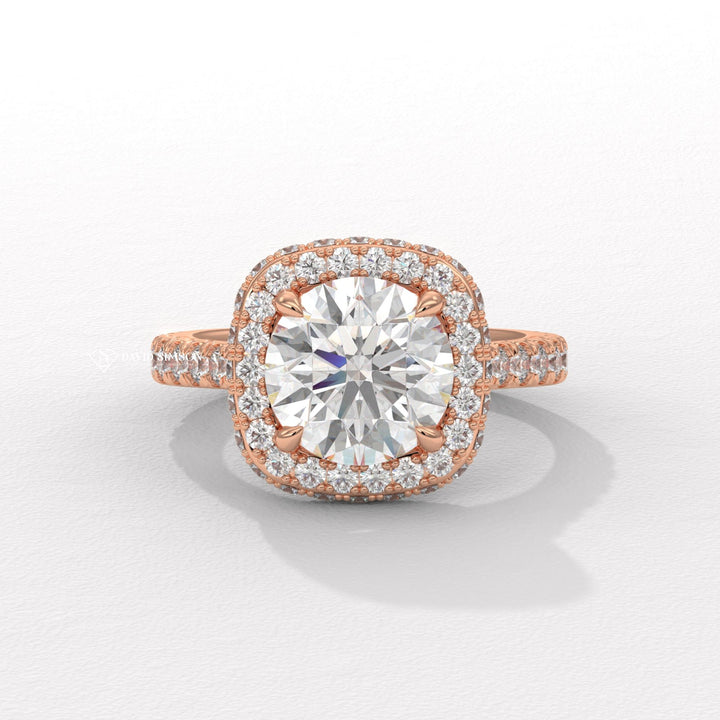 1.0CT-2.0CT Round Cut Moissanite Diamond Double Halo Engagement Ring