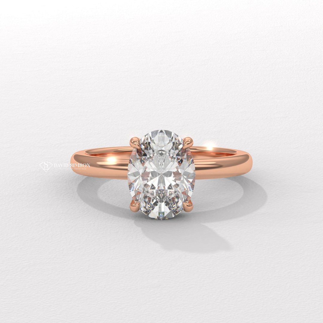 2.0CT-3.0CT Oval Moissanite Diomond Hidden Halo Solitaire Engagement Ring