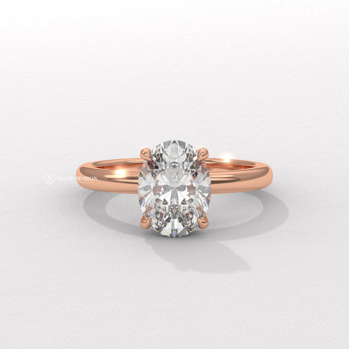 2.0CT-3.0CT Oval Moissanite Diomond Hidden Halo Solitaire Engagement Ring