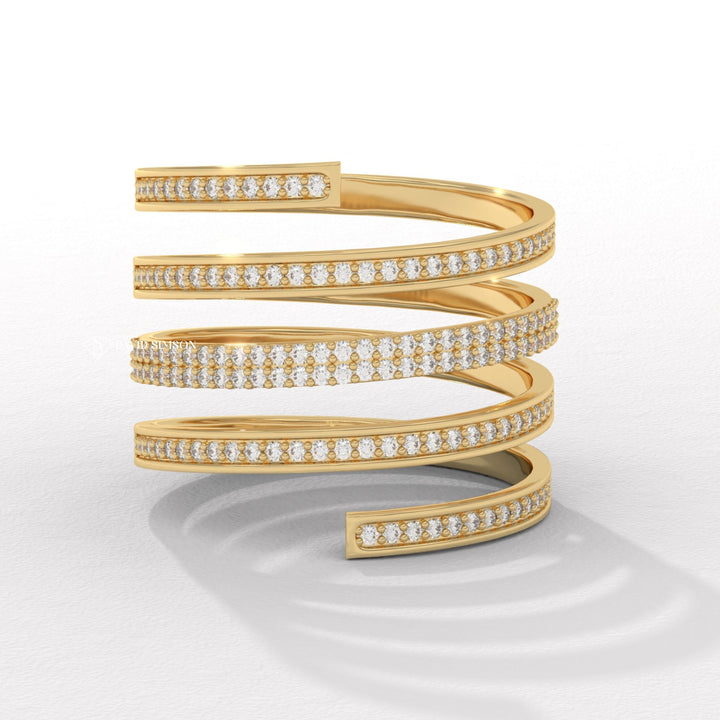 Round Cut Moissanite Diamond Channel Set Spring Wedding Band