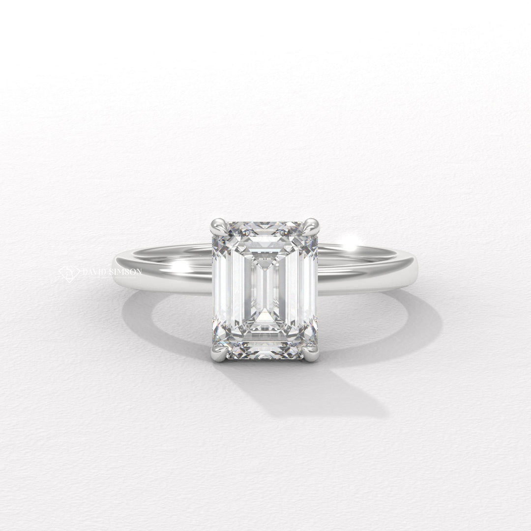1.50CT-2.50CT Emerald Solitaire Moissanite Diamond Engagement Ring