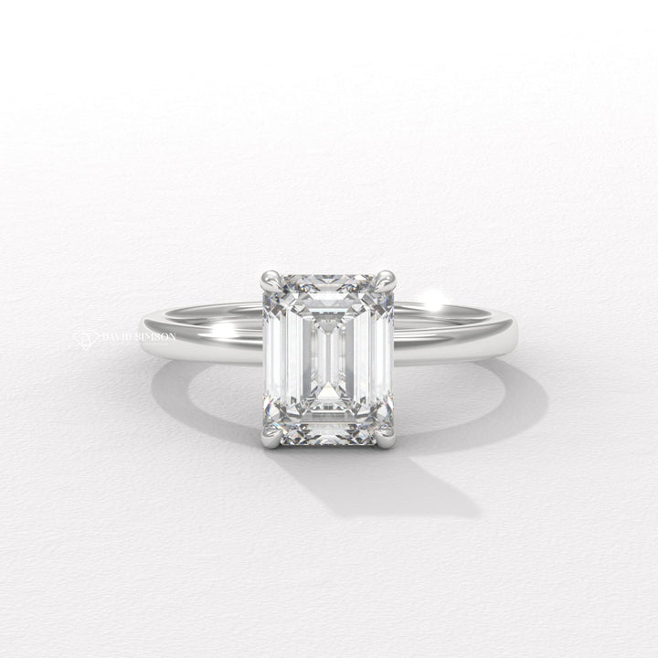 1.50CT-2.50CT Emerald Solitaire Moissanite Diamond Engagement Ring