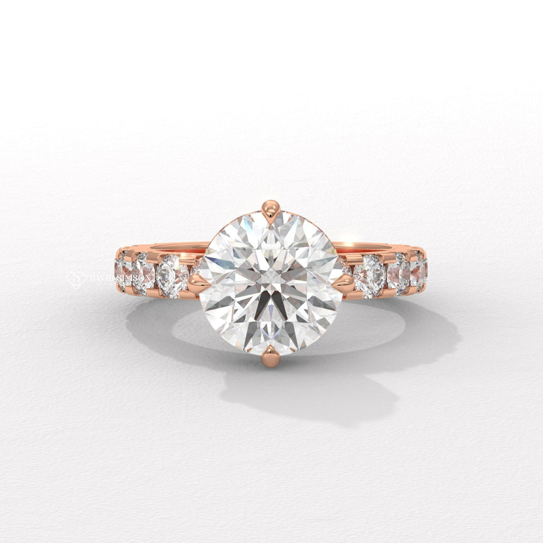 2.0CT-3.0CT Round Diamond Hidden Halo & Pave Engagement Ring