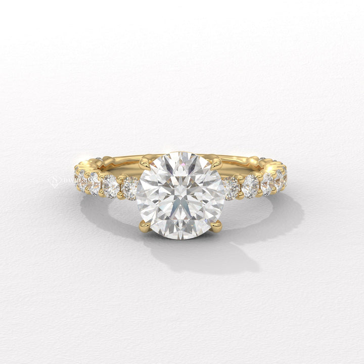 1.50CT-2.50CT Round Moissanite Diamond Pave Engagement Ring
