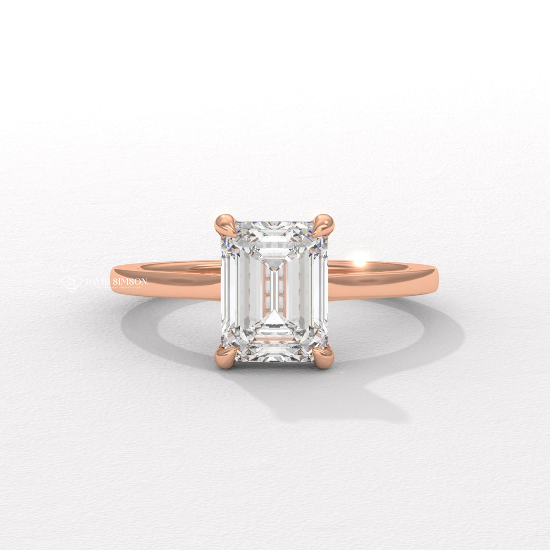 2.0CT-3.0CT Emerald Moissanite Diamond Hidden Halo Engagement Ring