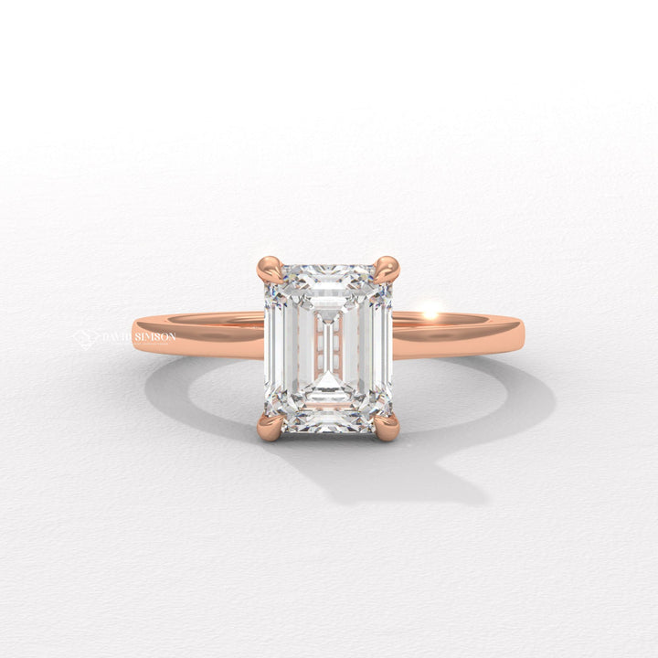 2.0CT-3.0CT Emerald Moissanite Diamond Hidden Halo Engagement Ring