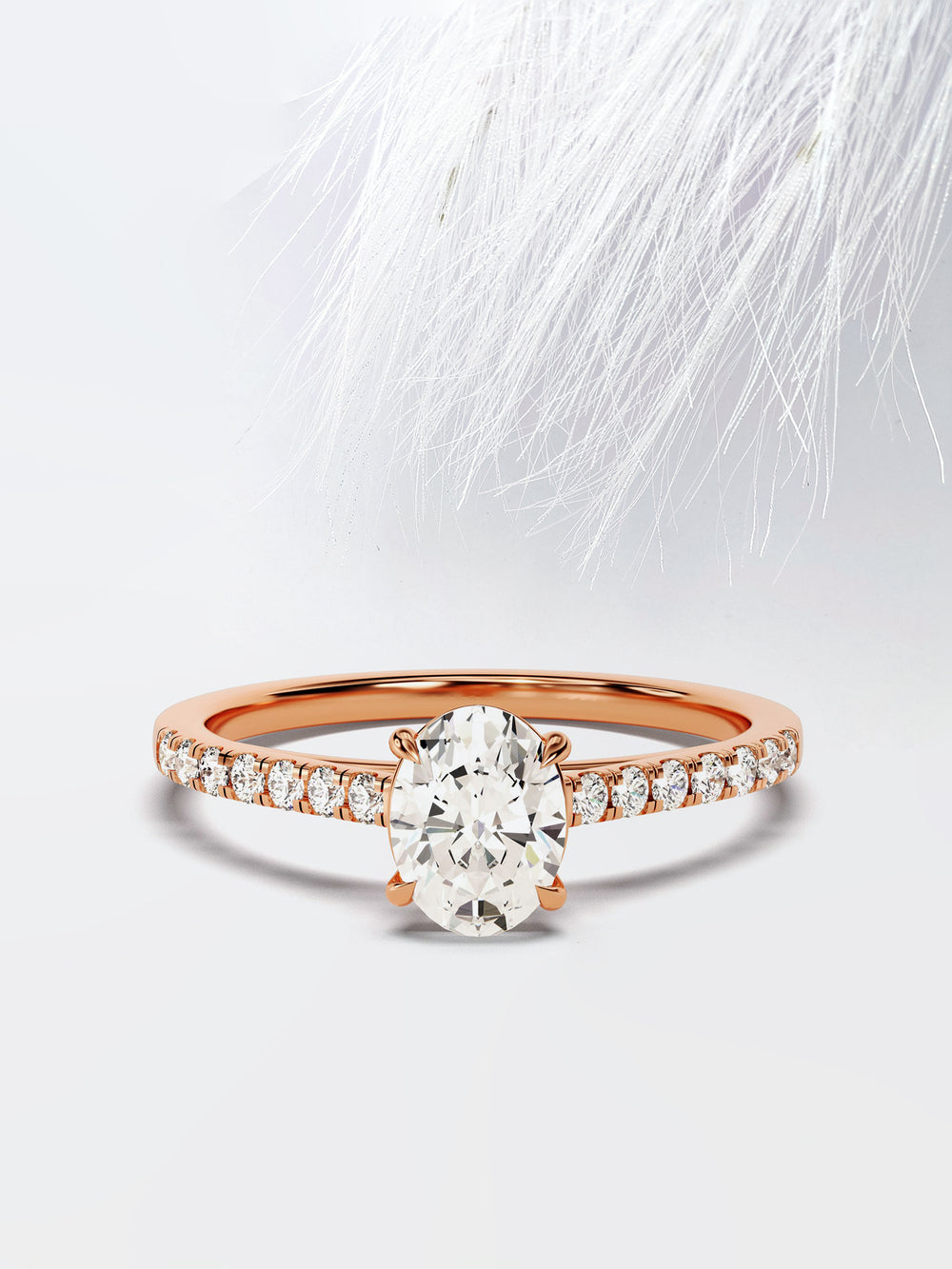 1.0CT Oval Cut Moissanite Diamond Pave Engagement Ring for Women