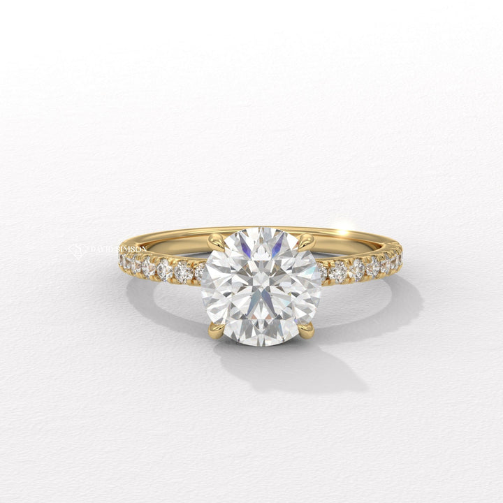 1.50CT-2.50CT Round Moissanite Pave Diamond Engagement Ring