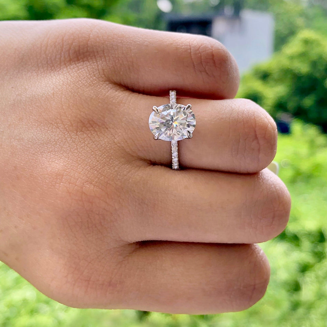 CT Oval Cut Pave Setting Moissanite Engagement Ring – DAVID