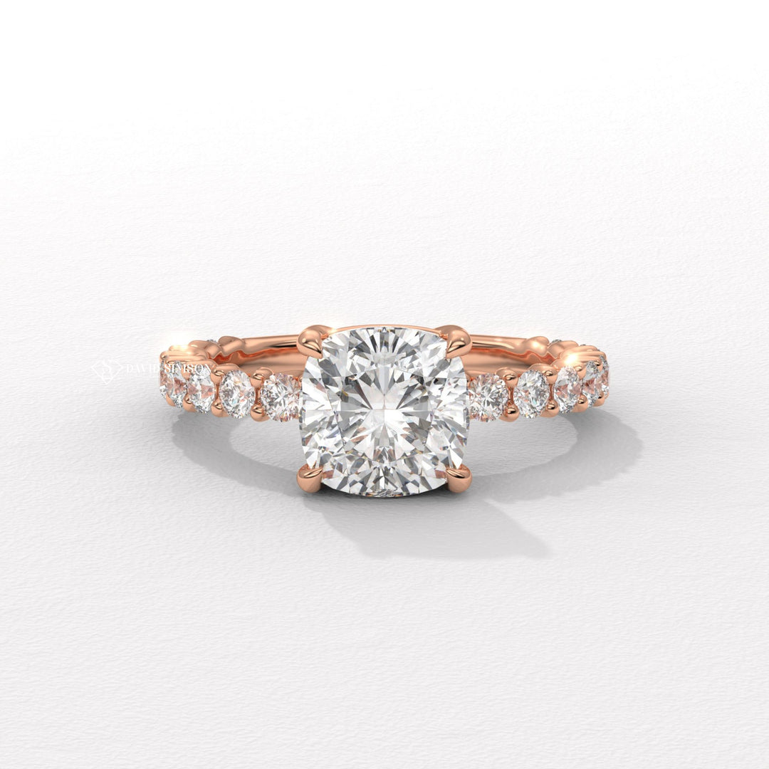 1.50CT-2.50CT Cushion Moissanite Diamond Pave Engagement Ring