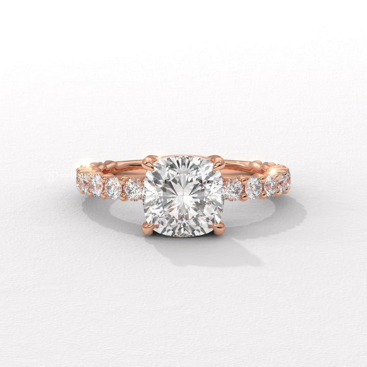 1.50CT-2.50CT Cushion Moissanite Diamond Pave Engagement Ring