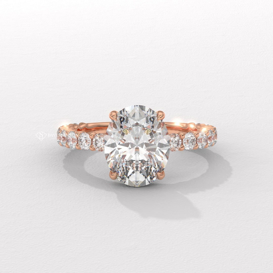 1.50CT-2.50CT Oval Moissanite Diamond Pave Engagement Ring
