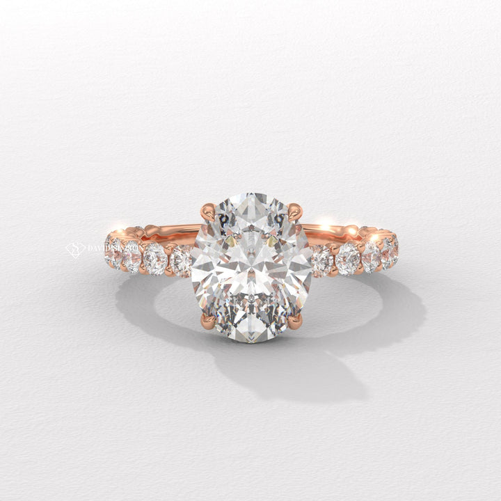 1.50CT-2.50CT Oval Moissanite Diamond Pave Engagement Ring
