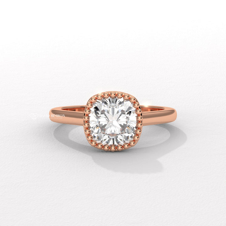 2.50CT-3.50CT Bezel Set Milgrain Cushion Moissanite Diamond Engagement Ring
