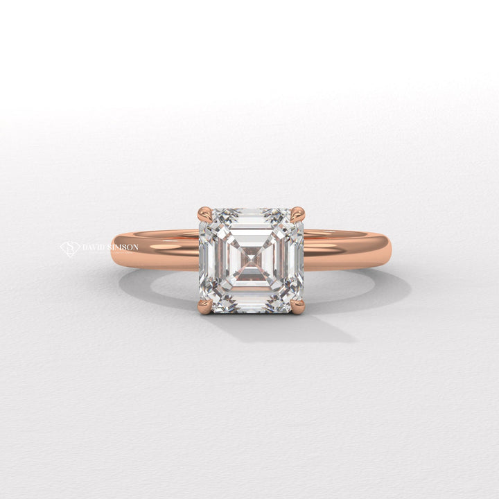 2.0CT-3.0CT Asscher Moissanite Diamond Hidden Halo Engagement Ring