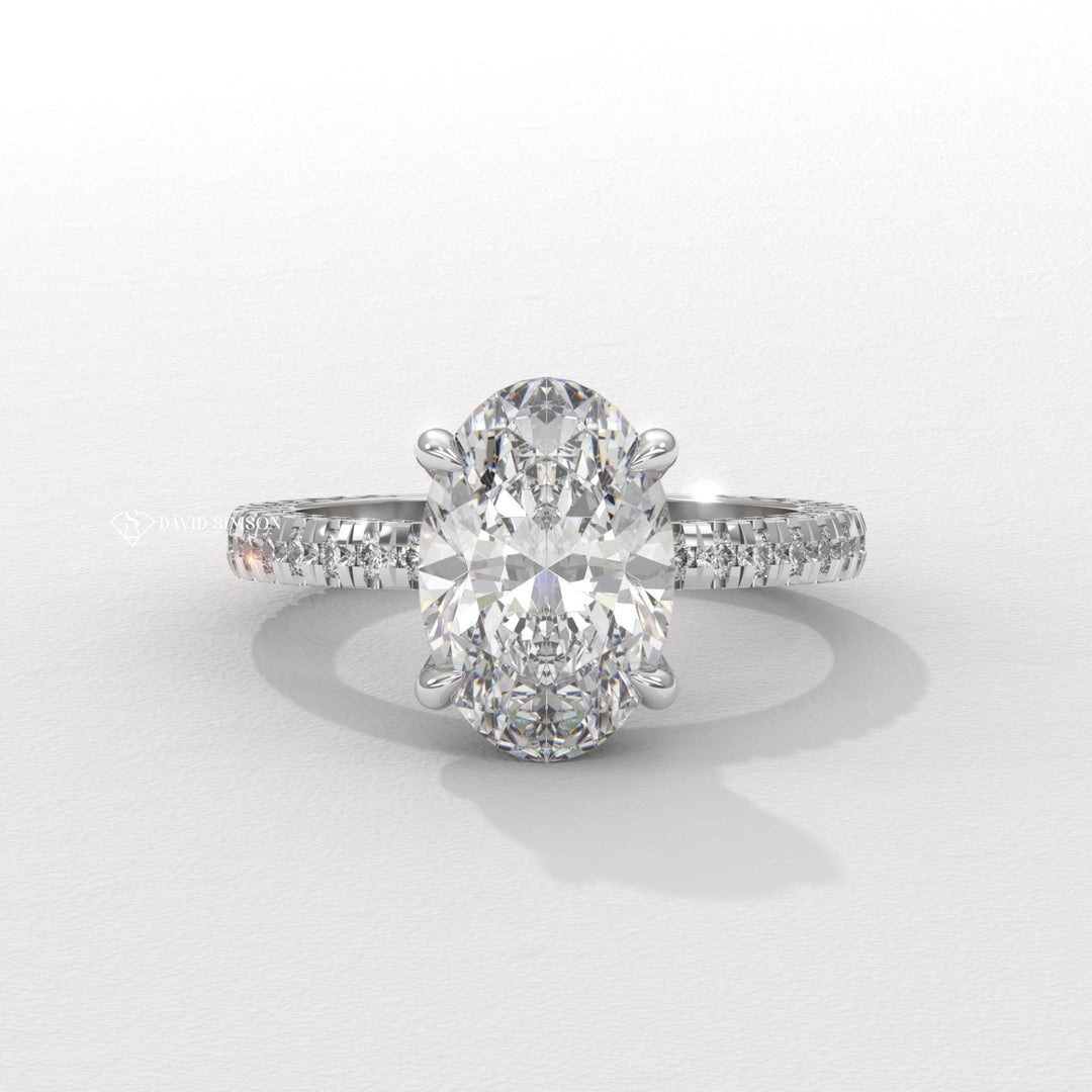 3.0CT-4.0CT Oval Moissanite Diamond Micro Pave Engagement Ring