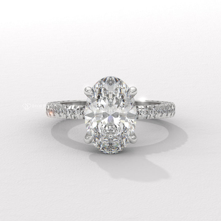 3.0CT-4.0CT Oval Moissanite Diamond Micro Pave Engagement Ring
