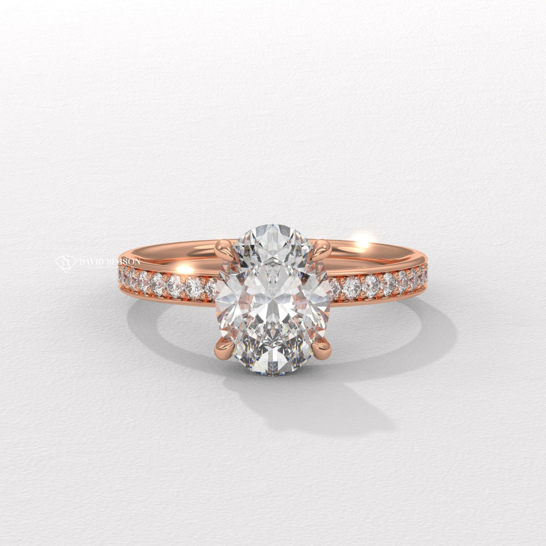 2.50CT-3.50CT Oval Moissanite Diamond Channel Set Pave Engagement Ring