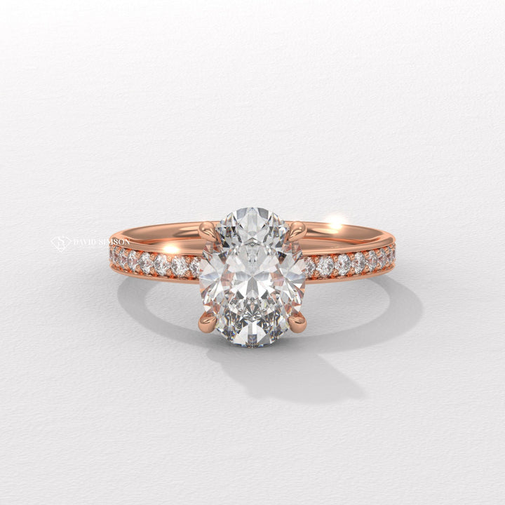 2.50CT-3.50CT Oval Moissanite Diamond Channel Set Pave Engagement Ring