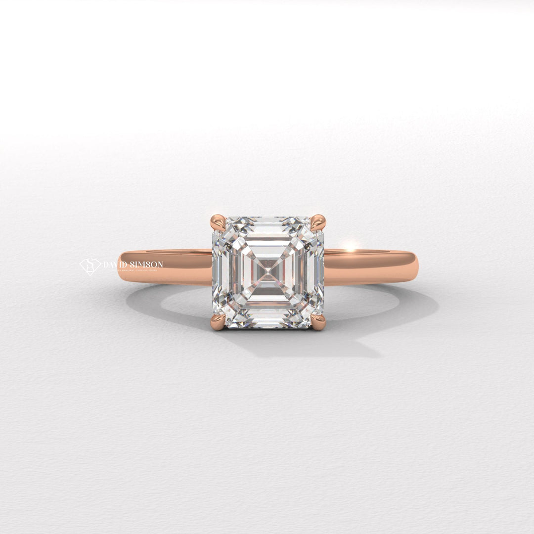 2.50CT-3.50CT Asscher Moissanite Diamond Bridge Set Engagement Ring