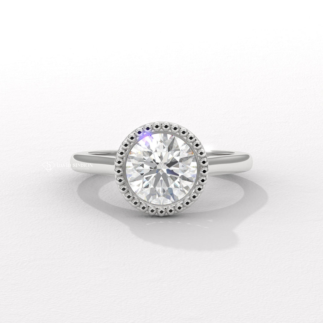 2.0CT-4.0CT Bezel Set Round Moissanite Diamond Vintage Engagement Ring