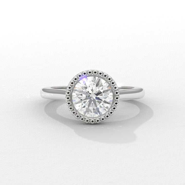 2.0CT-4.0CT Bezel Set Round Moissanite Diamond Vintage Engagement Ring