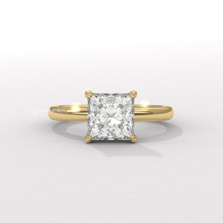 2.0CT-3.0CT Princess Moissanite Solitaire Hidden Halo Diomond Engagement Ring