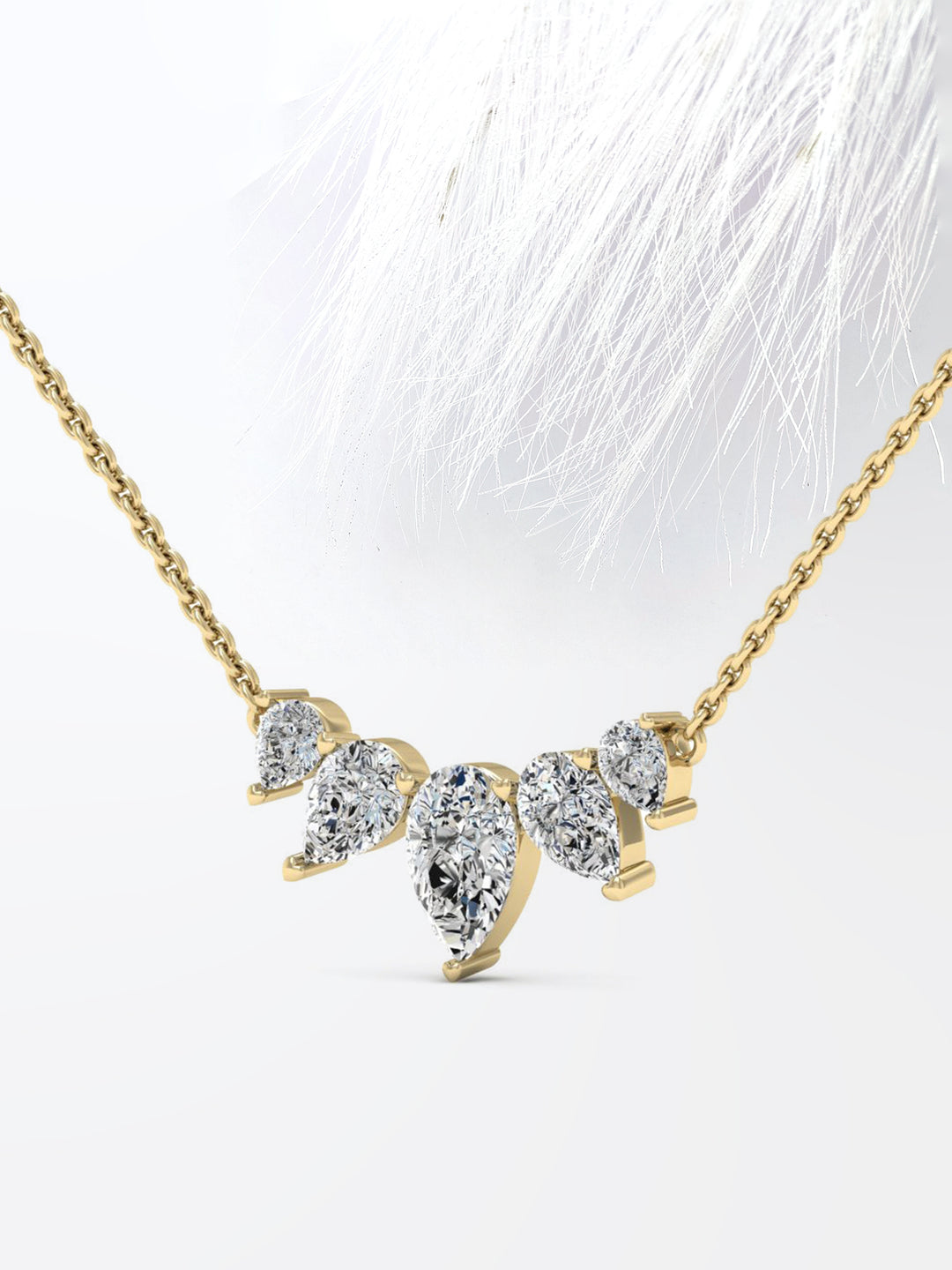 Pear Cut Moissanite Diamond Five Stone Necklace for Her