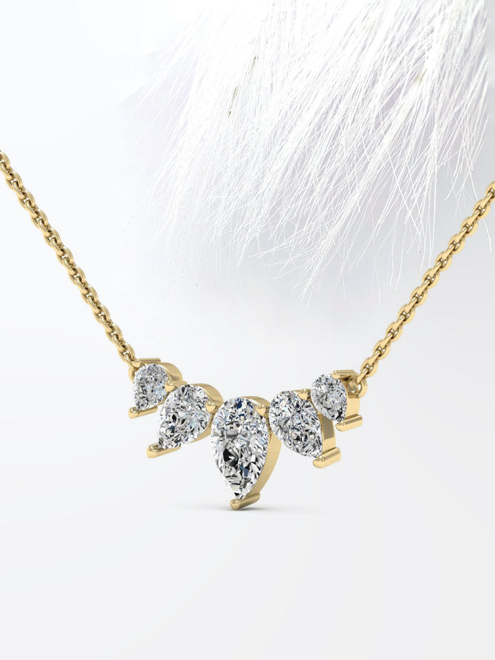 Pear Cut Moissanite Diamond Five Stone Necklace for Her