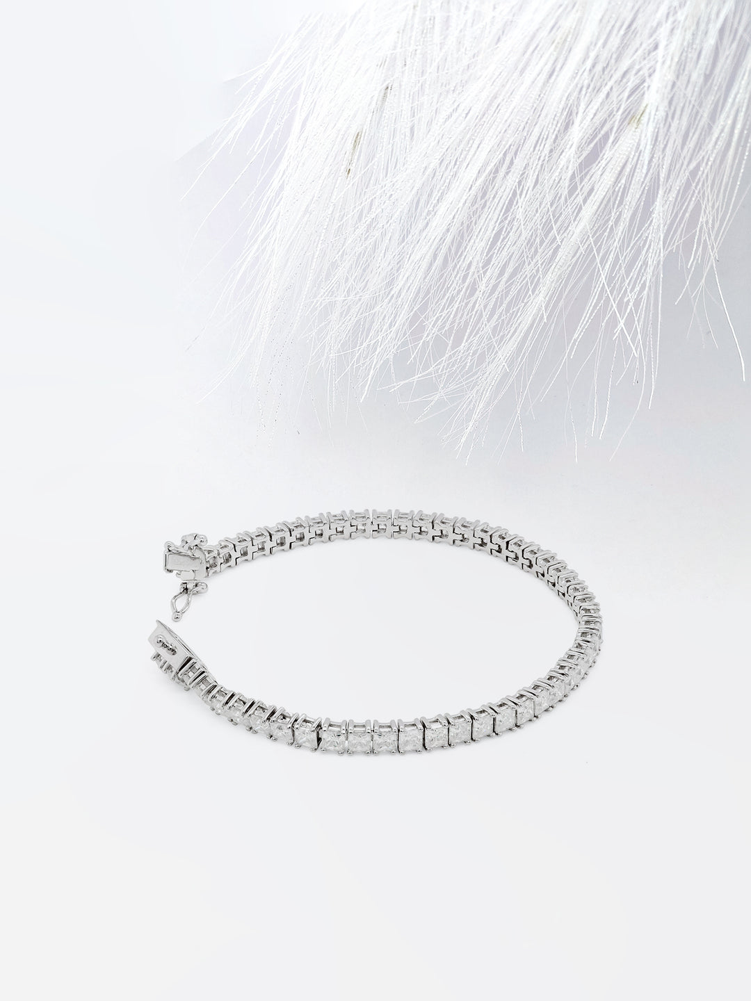 Princess Moissanite Diamond Tennis Bracelet in White Gold