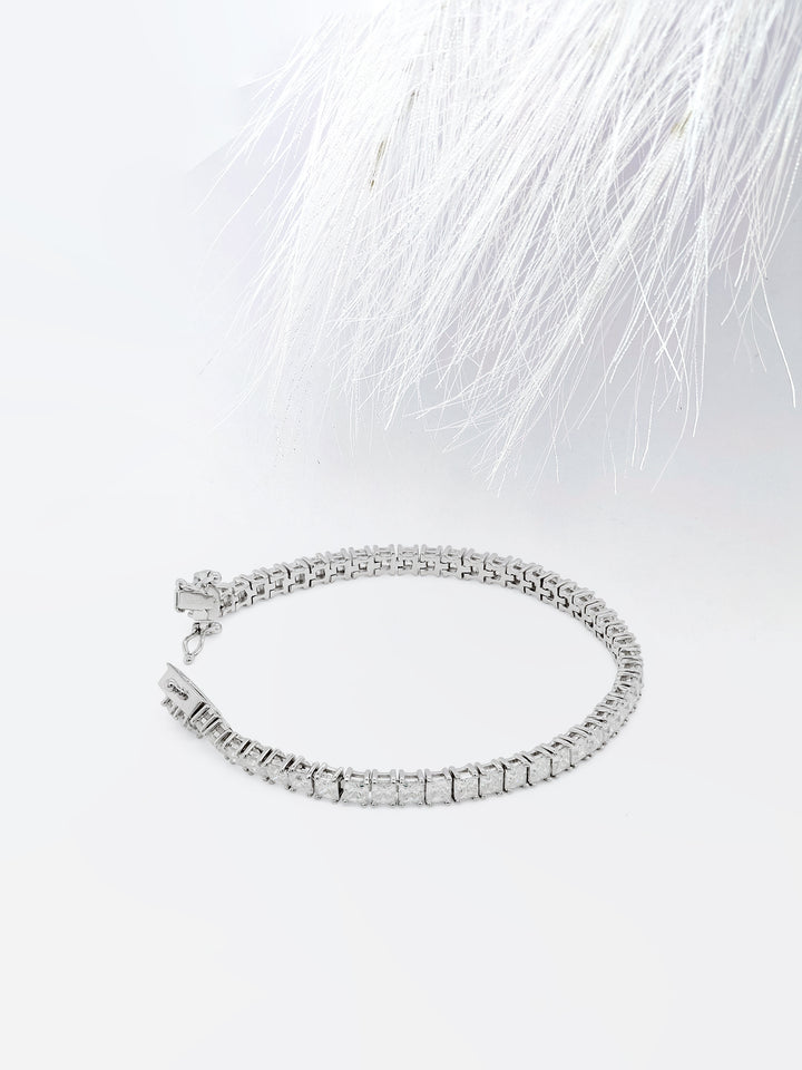 Princess Moissanite Diamond Tennis Bracelet in White Gold