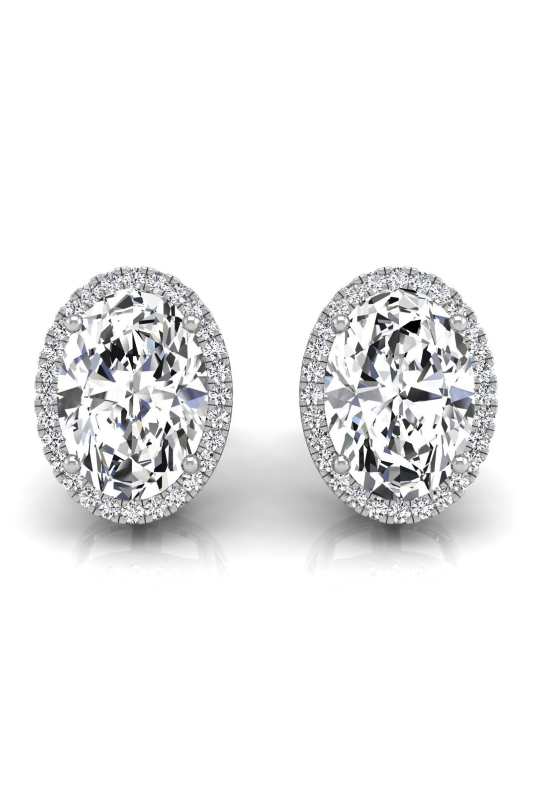 Oval Cut Halo Diamond Moissanite Stud Earrings for Women
