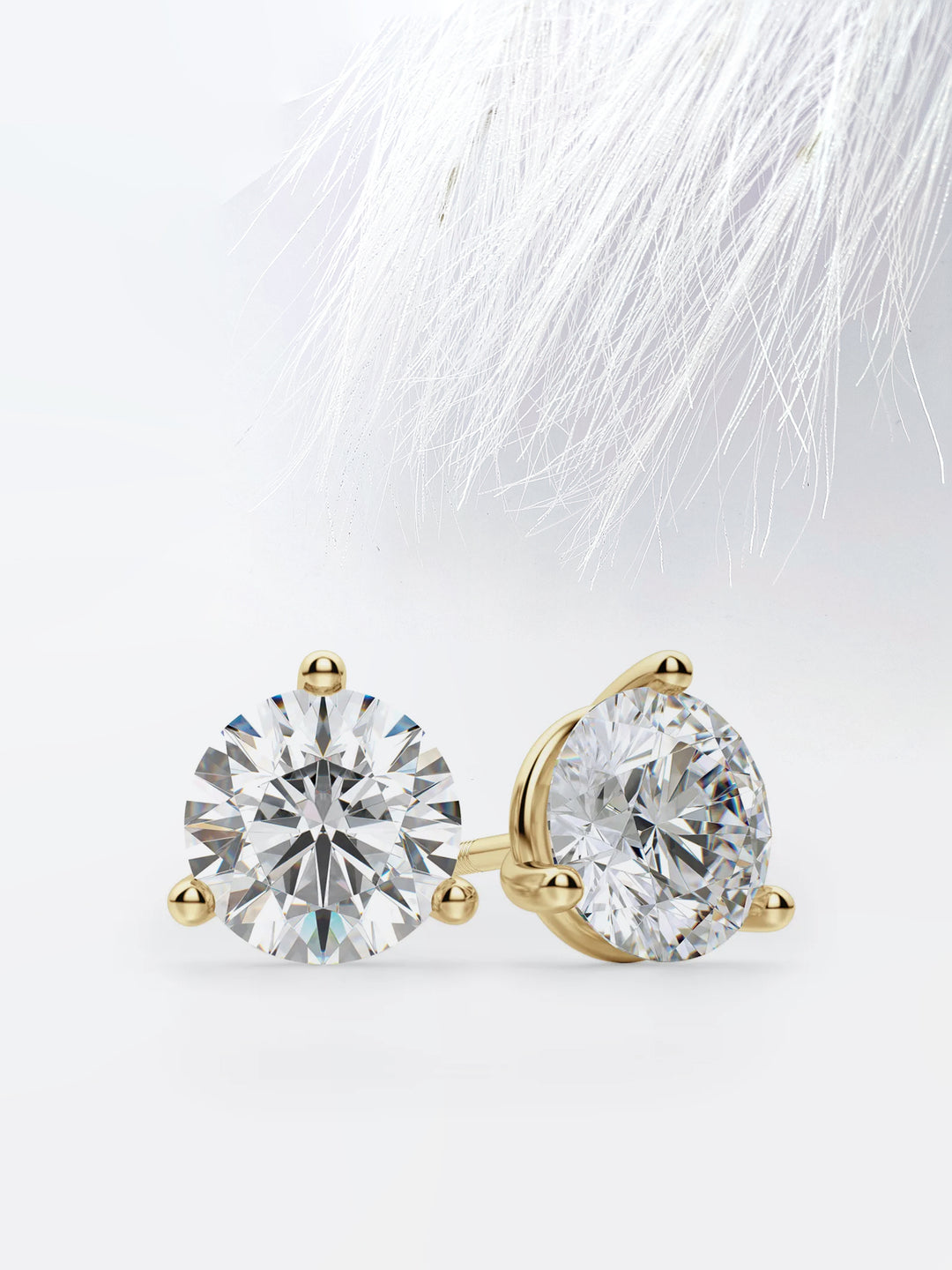 Round Cut Moissanite Stud Diamond Earrings in 14K Gold