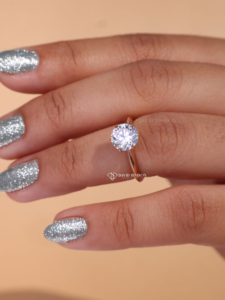 1.50CT-2.50CT Round Cut Moissanite Diamond Solitaire Engagement Ring