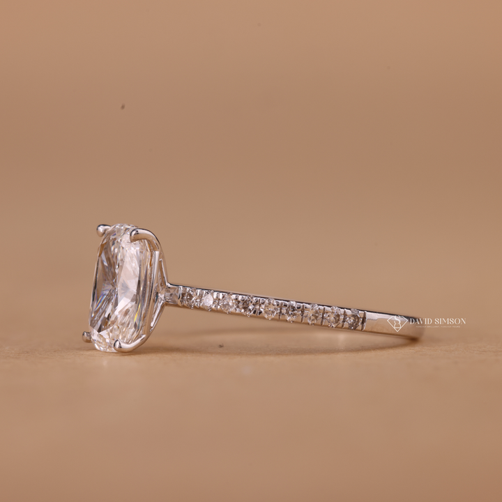 Conflict Free Engagement Ring
Unique Elongated Cushion
Moissanite Anniversary Ring
