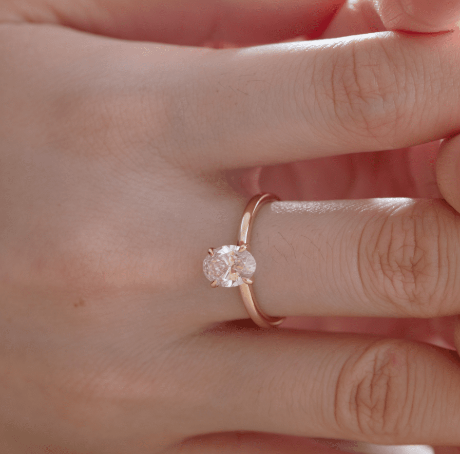 Lab Grown Oval Diamond SolitaireNatural Oval Diamond Engagement Ring1.50ct Oval Diamond Ring on Hand